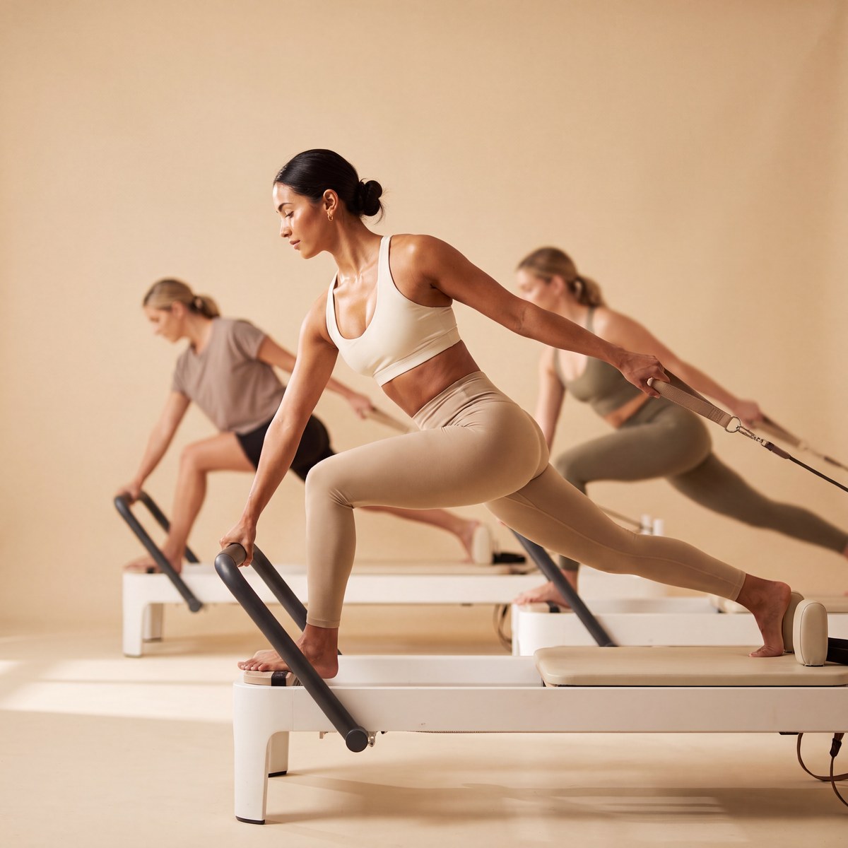 Kleine groep reformer pilates les bij Reformed Collective
